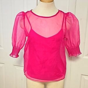 House of Harlow Sheer 1960 top over tank top. Pink size small Fairy 🧚‍♀️